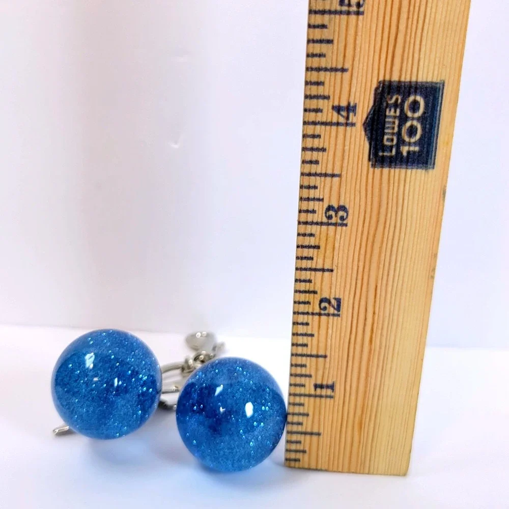 Bag Charm Keychain Glitter Resin Double Cherry Blue Women Retro Whimsical
